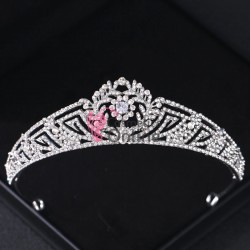 Coroana eleganta pentru mireasa CR012OO Argintie cu cristale din sticla si Zircon